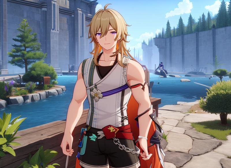 37713-1774046790-style honkai star rail, male focus, cowboy shot, muscular male, long blonde hair, purple eyes, happy expression, eyeliner, highr.png